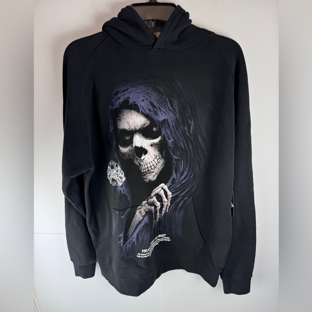 DARC SPORT Wolves Club NWT Grim Reaper Heaven Has to Wait Hoodie Sweatshirt Sz:M